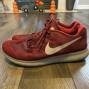 Nike Free RN Size 14 Athletic Running Shoes Red Grey 880839-606